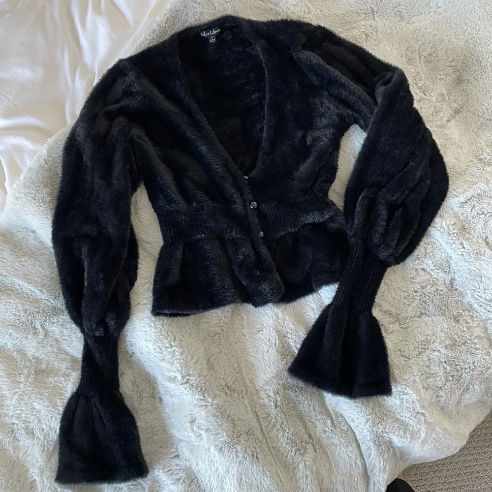 For Love and Lemons Château Mohair Peplum Cardigan